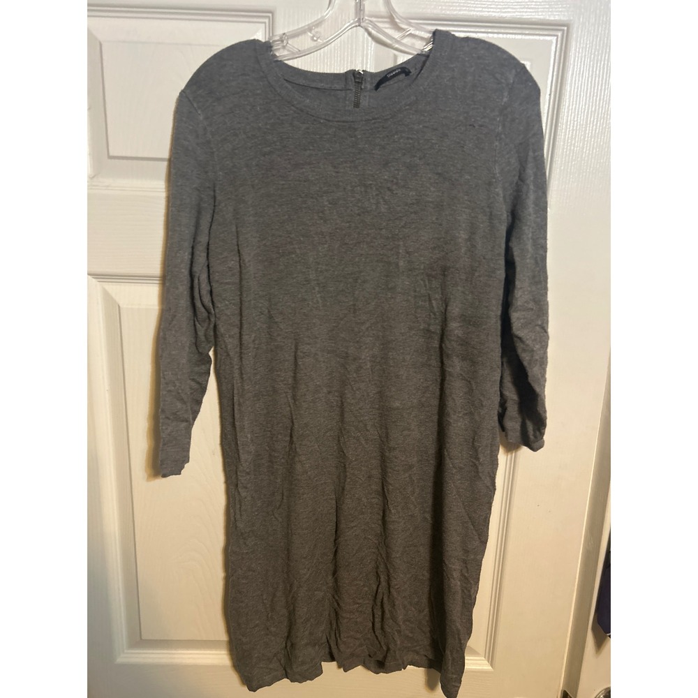 Tahari Women Gray Long Sleeve‎ Crew Neck Zipper Back Casual Dress Size Medium